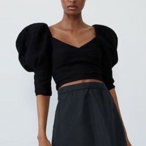 Like New: Zara Crinkle Puff Sleeve Top Size S
